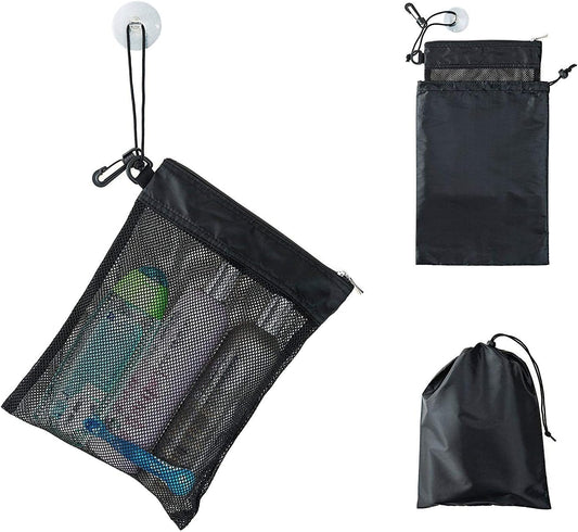 Shower Bag Tote, Mesh Caddy Toiletry Organizer 12"L x 9"W, Compact and Lightweight With Suction Cup, Cord for V1188-CYX-LHJ-709