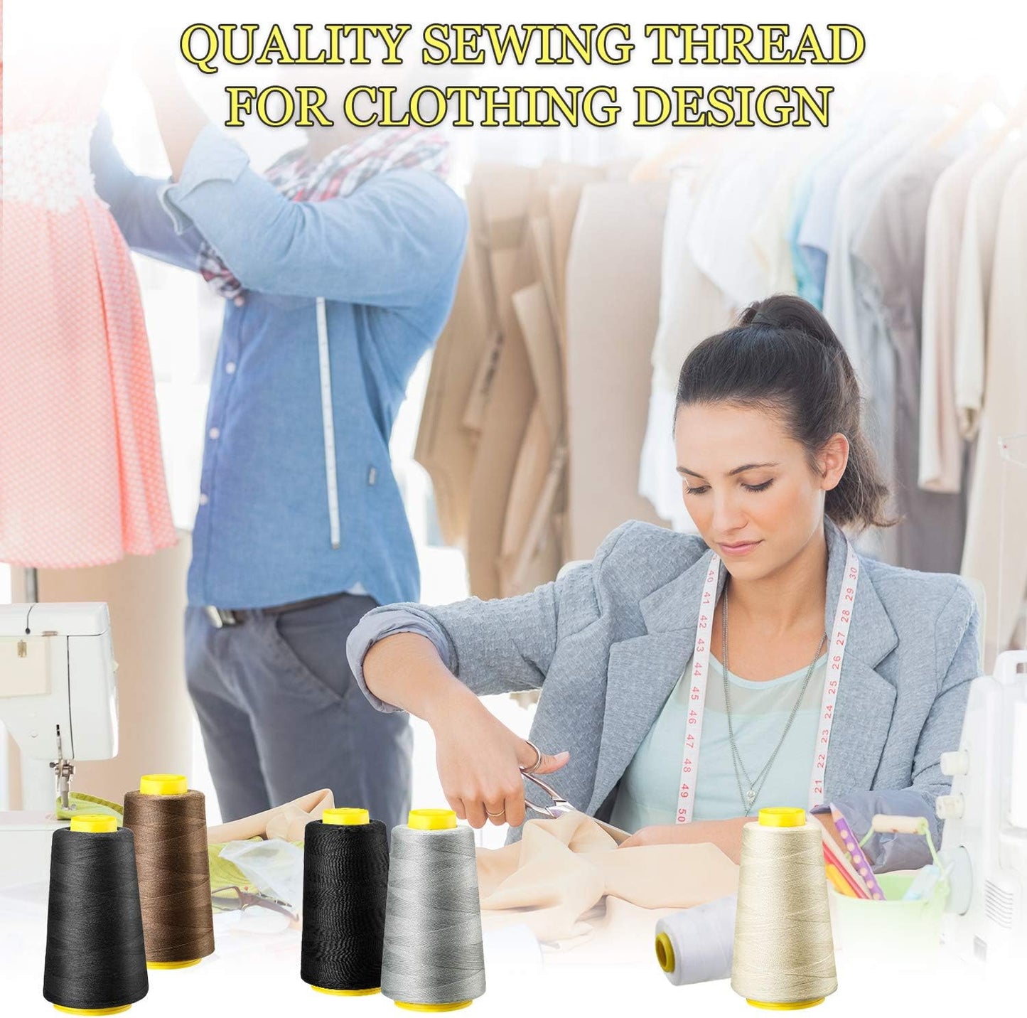 6 Rolls 3000 Yard Each Serger Thread Polyester Cones Spool Thread for Sewing Serger Overlock Quilting Sewing V1188-CYX-LHJ-865