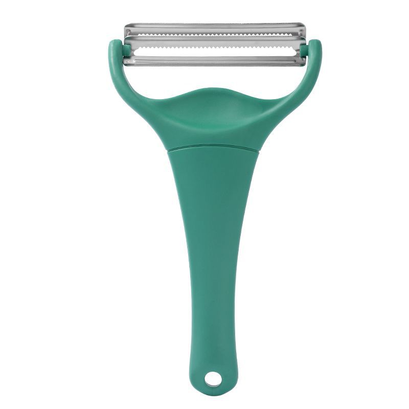 Dual-Blade Vegetable Julienne Slicer, Non-Slip Handle Cabbage Shredder & Peeler, Dark Green Kitchen Tool V1188-CYX-LHJ-928