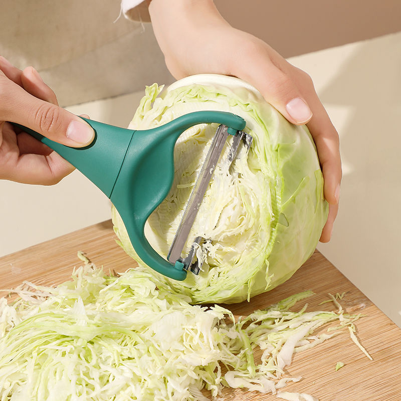 Dual-Blade Vegetable Julienne Slicer, Non-Slip Handle Cabbage Shredder & Peeler, Dark Green Kitchen Tool V1188-CYX-LHJ-928