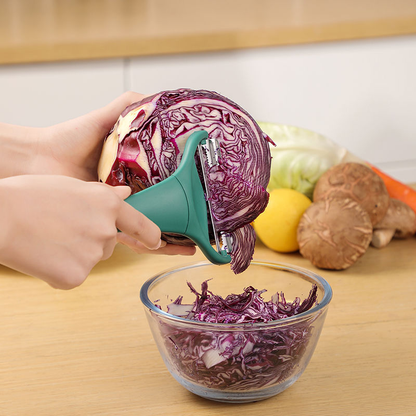 Dual-Blade Vegetable Julienne Slicer, Non-Slip Handle Cabbage Shredder & Peeler, Dark Green Kitchen Tool V1188-CYX-LHJ-928