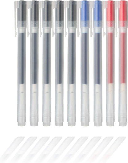 Gel Ink Ballpoint Pens 0.38mm Set of 9 Pack (5 Black 2 Blue 2 Red) Red-2 V1188-CYX-LHJ-941