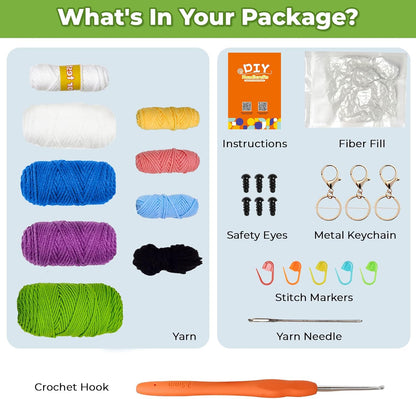 Crochet Kit for Beginners Pattern Animals Owl Penguin Frog with Yarn Hook Accessories V1188-JAR108-02665-1