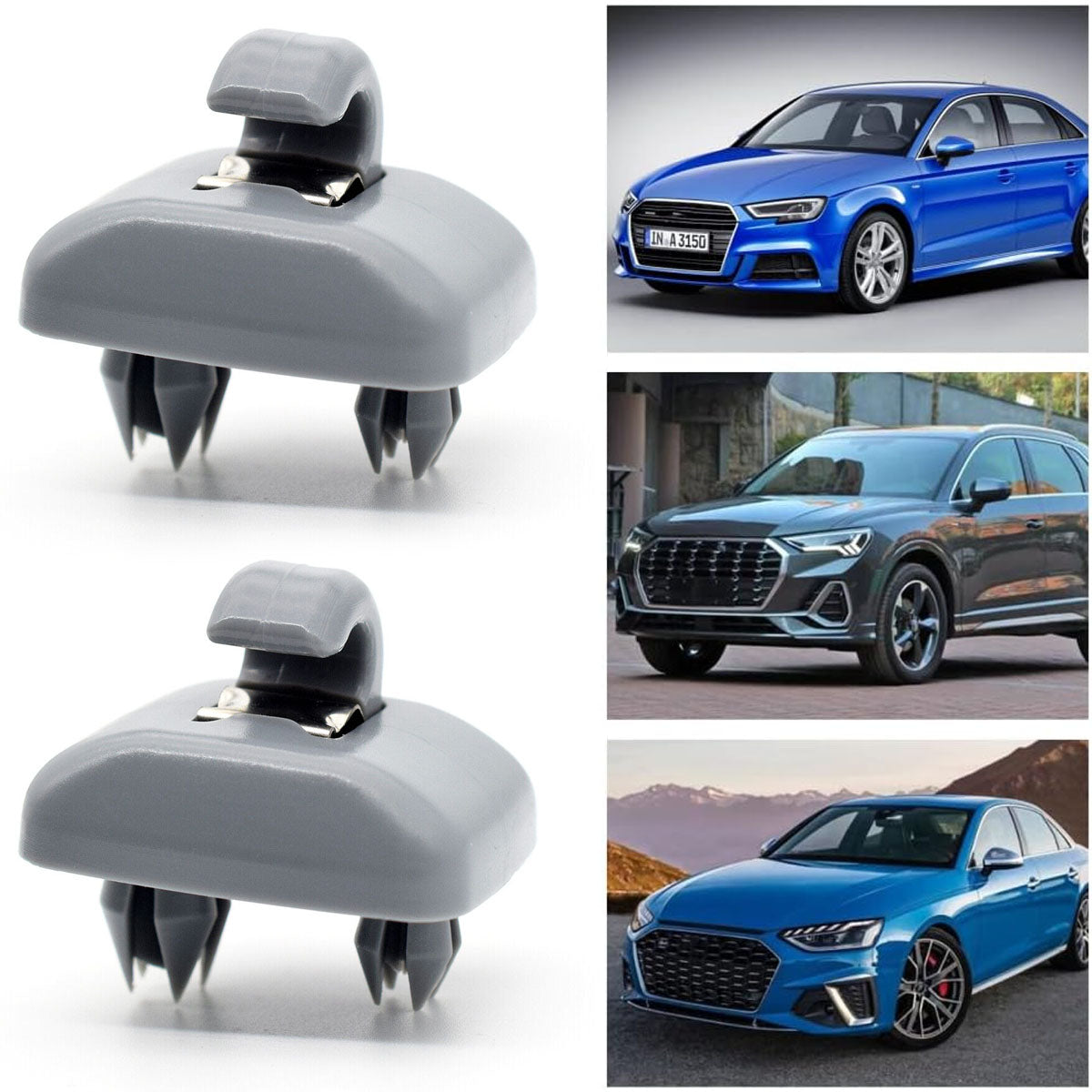 2x Sun Visor Clip Hook Mount Holder Compatible with Audi A1 A3 A4 A5 Q3 Q5 B6 B7 B8 V1188-JAR108-03513-1