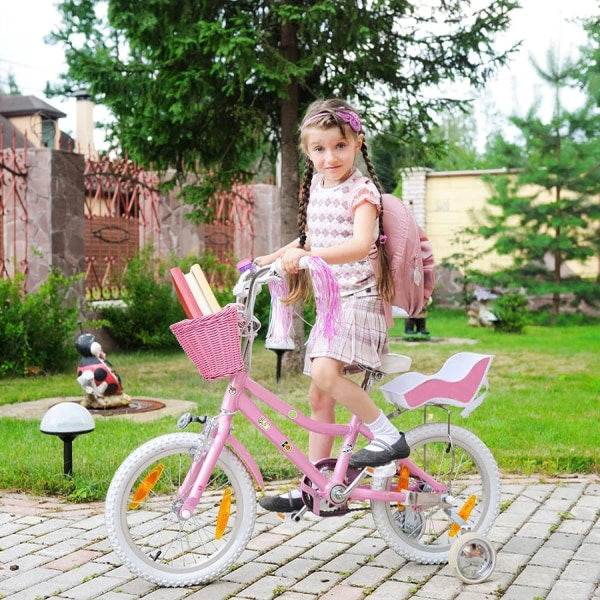 Pink purple children's bicycle basket with adjustable straps at the front V1188-JAR108-05109-1
