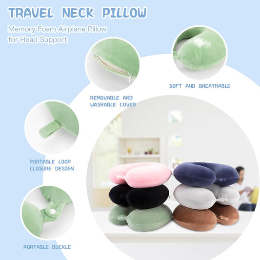 Travel Pillow Neck Pillow Memory Foam Travel Pillows Head Support Pillow for Airplane Train Car Office Travel V1188-JAR108-05414-3