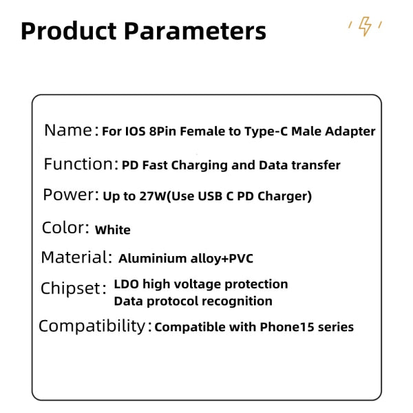 Compatible with iPhone, Lightning to USB-C adapter compatible with e.g. iPhone 15 White V1188-JAR108-05489-1