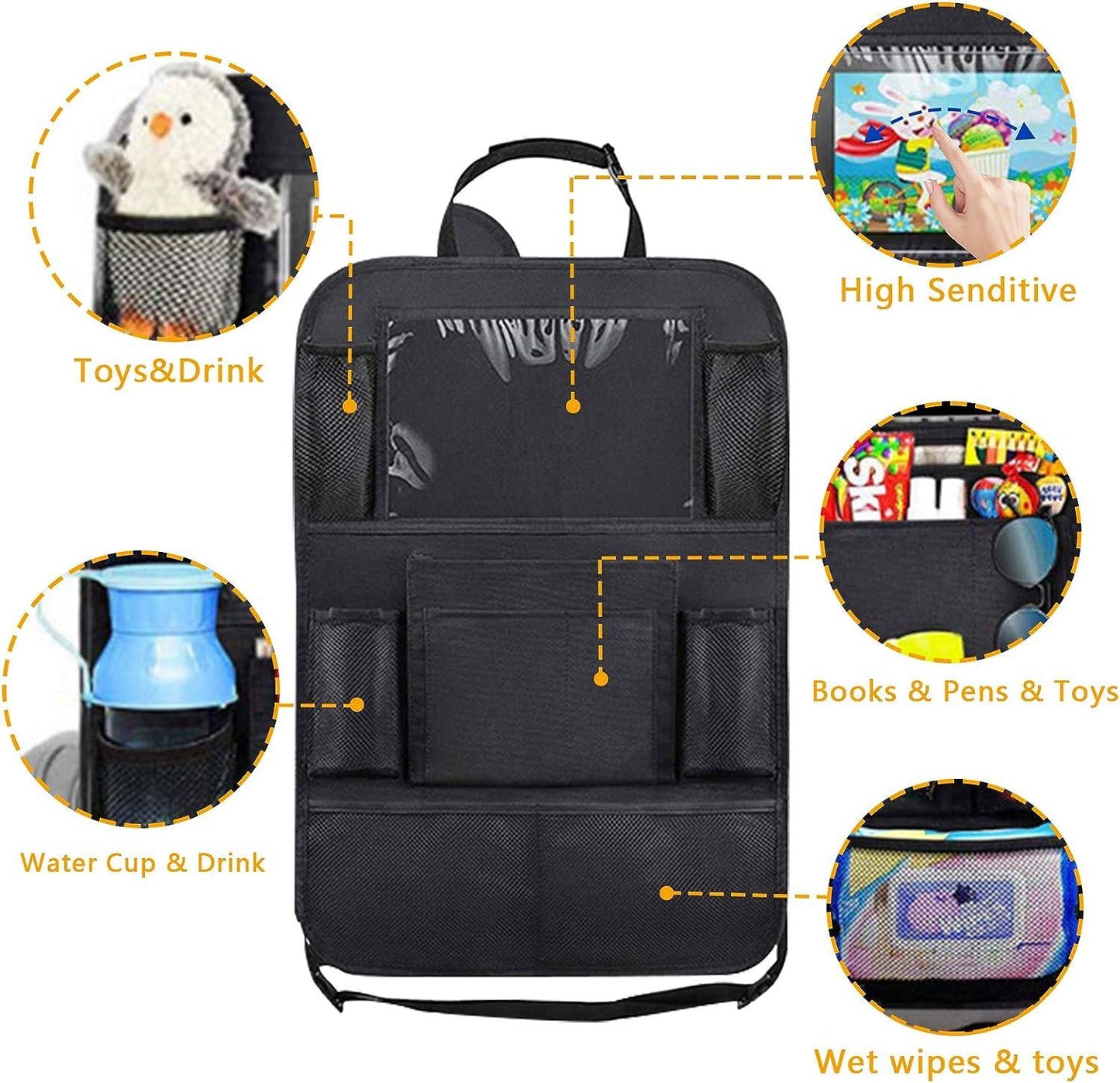 2-PACK Universal car back seat mobile/tablet multiple holders Black Black Black V1188-JAR108-08188