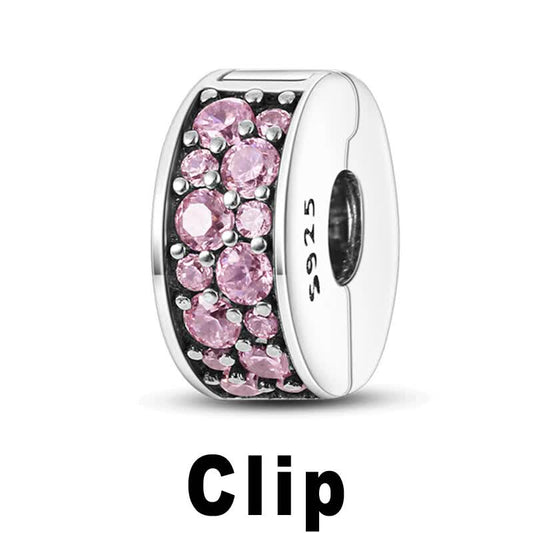 925 Sterling Silver Clip Charms Safety Chain Charm Silicone Stopper Bead Fit Jewelry Making For Bracelet T V1188-JAR108-16151-1