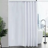 Waterproof Mildew Resistant Shower Curtain, White 200x220cm Fabric Polyester, Compatible with Bathtub or V1188-JAR108-16713-1