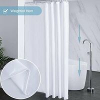Waterproof Mildew Resistant Shower Curtain, White 200x220cm Fabric Polyester, Compatible with Bathtub or V1188-JAR108-16713-1