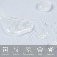 Waterproof Mildew Resistant Shower Curtain, White 200x220cm Fabric Polyester, Compatible with Bathtub or V1188-JAR108-16713-1