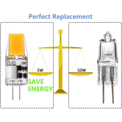 G4 LED Bulbs 6-Pack 5W Warm White 3000K Compatible with Halogen AC/DC 12V No Flicker 360 degrees Beam Angle V1188-JAR108-30117-1