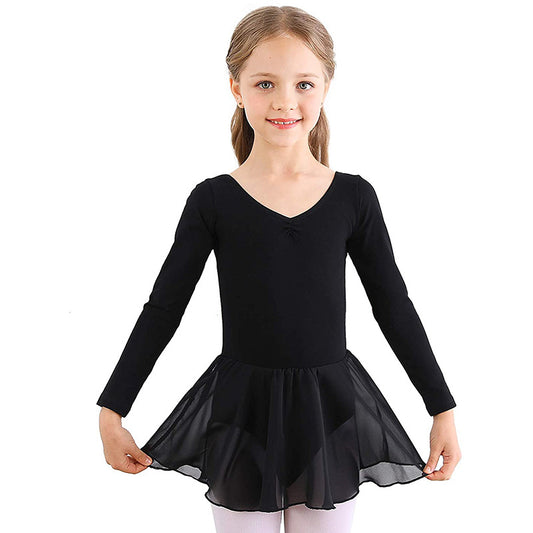 Black Ballet Dress for Girls with Long Sleeves Tulle Skirt Size 130 cm V1188-JAR108-30615-22
