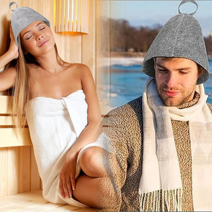 Felt Sauna Hat 2 Pack Natural Wool Comfortable Breathable Accessories Gray and White Jar V1188-JAR108-37205-1