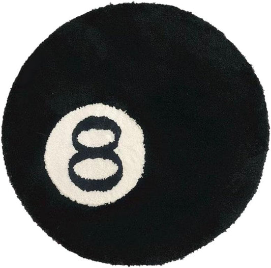 Black Carpet, Billiard Ball Mat, 8-Ball Soft & Fluffy Black Carpet Bedroom Decoration, Black Circle Carpet V1188-JAR60-03865-2