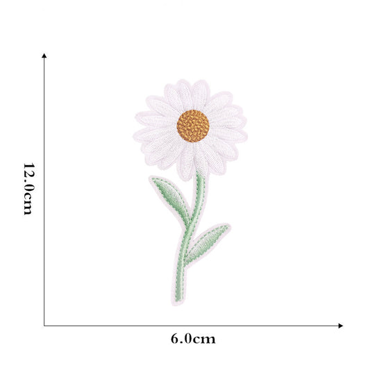 12 Pieces Embroidered Patches Iron-on Fabric Sew-on Patch Floral Pattern Mini Sunflower Embroidered Patches V1188-JAR60-11560-1