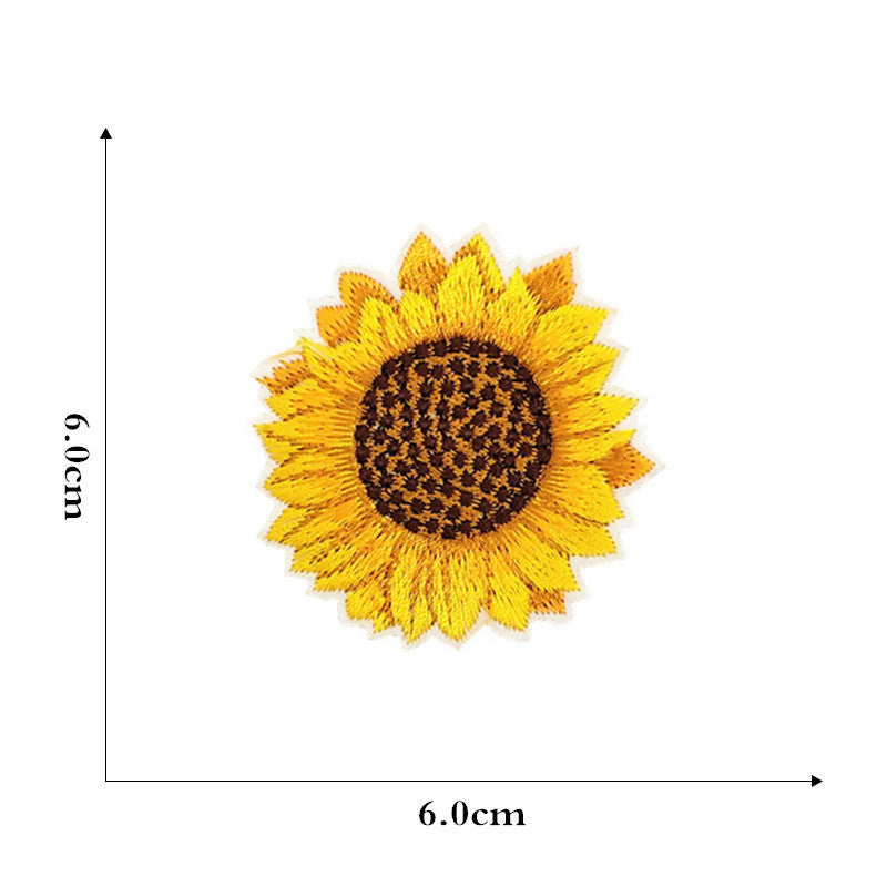 12 Pieces Embroidered Patches Iron-on Fabric Sew-on Patch Floral Pattern Mini Sunflower Embroidered Patches V1188-JAR60-11560-1