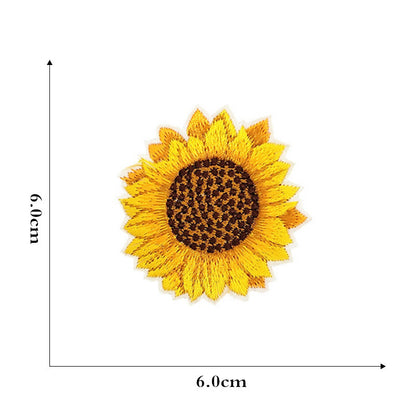 12 Pieces Embroidered Patches Iron-on Fabric Sew-on Patch Floral Pattern Mini Sunflower Embroidered Patches V1188-JAR60-11560-1