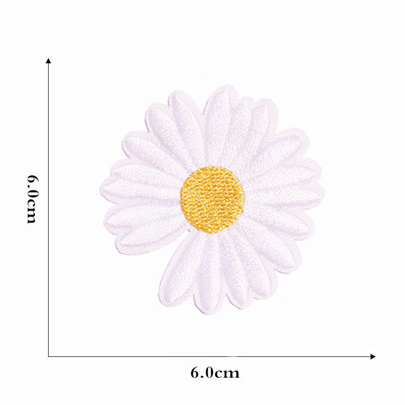 12 Pieces Embroidered Patches Iron-on Fabric Sew-on Patch Floral Pattern Mini Sunflower Embroidered Patches V1188-JAR60-11560-1
