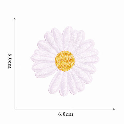 12 Pieces Embroidered Patches Iron-on Fabric Sew-on Patch Floral Pattern Mini Sunflower Embroidered Patches V1188-JAR60-11560-1