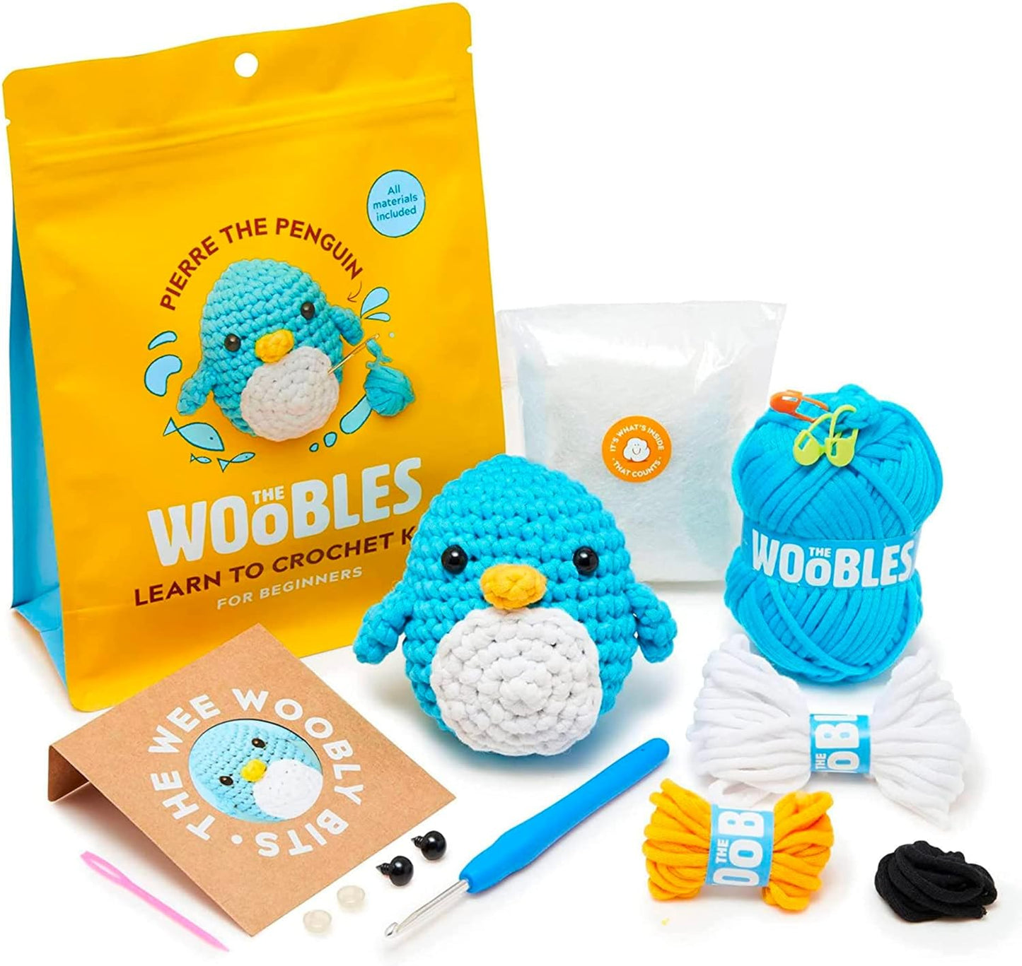 Woobles crochet set for beginners in simple pea yarn, as seen on Shark Tank Penguin V1188-JAR60-17999-1
