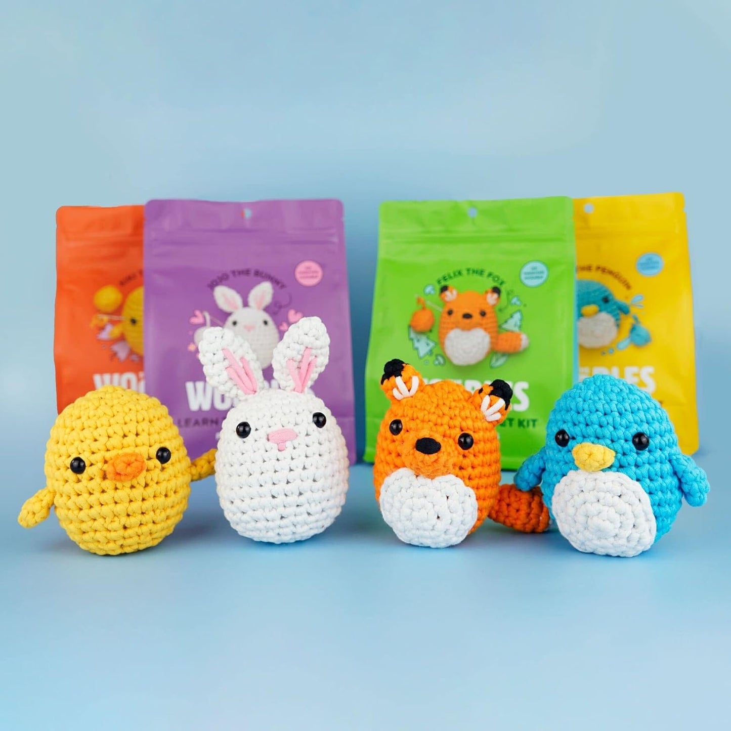 Woobles crochet set for beginners in simple pea yarn, as seen on Shark Tank Penguin V1188-JAR60-17999-1