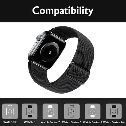 Compatible with Apple Watch Band 41mm 40mm 38mm Adjustable Stretchy Sport Strap for Men Women Black V1188-MA05-11459