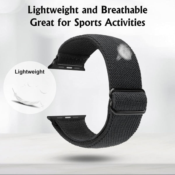 Compatible with Apple Watch Band 41mm 40mm 38mm Adjustable Stretchy Sport Strap for Men Women Black V1188-MA05-11459