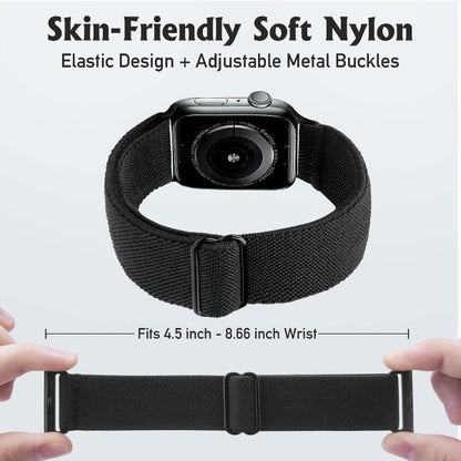 Compatible with Apple Watch Band 41mm 40mm 38mm Adjustable Stretchy Sport Strap for Men Women Black V1188-MA05-11459