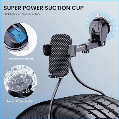 Universal Car Phone Holder with Military Suction Cup, 360 degrees Rotation, Dashboard Mount for GPS \u0026 V1188-MA05-12562