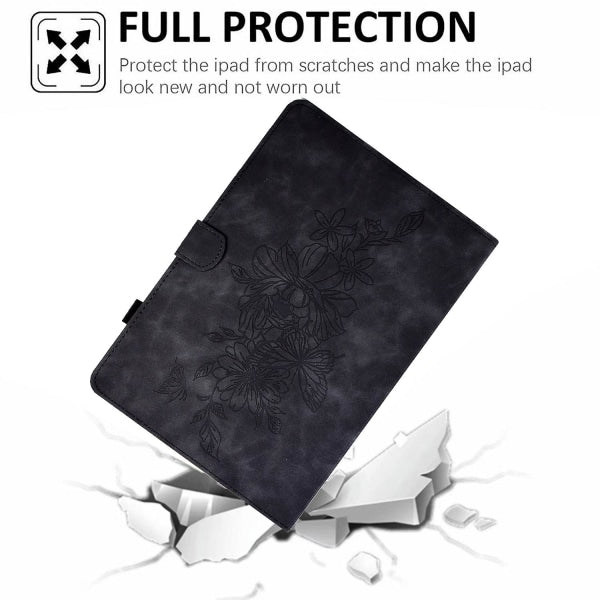 Compatible with Samsung Galaxy Tab A 10.1 2016 T580 T585 Shockproof Case Black Pu Leather Butterfly Floral V1188-MA05-16976