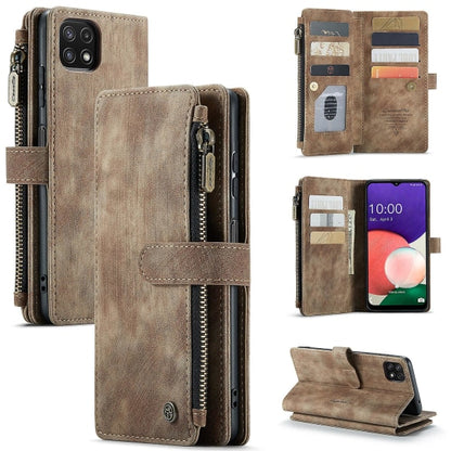 Compatible with Samsung Galaxy A22 5G Case Wallet with Magnetic Flip Zipper and Card Holder - Brown V1188-MA05-22187