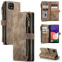 Compatible with Samsung Galaxy A22 5G Case Wallet with Magnetic Flip Zipper and Card Holder - Brown V1188-MA05-22187