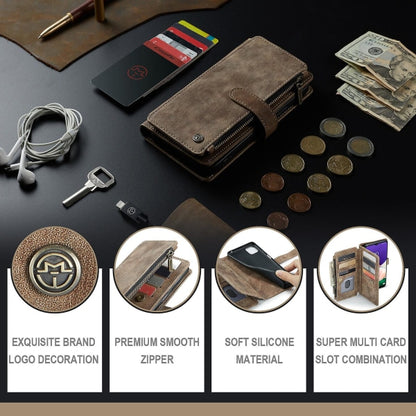 Compatible with Samsung Galaxy A22 5G Case Wallet with Magnetic Flip Zipper and Card Holder - Brown V1188-MA05-22187
