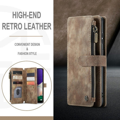 Compatible with Samsung Galaxy A22 5G Case Wallet with Magnetic Flip Zipper and Card Holder - Brown V1188-MA05-22187