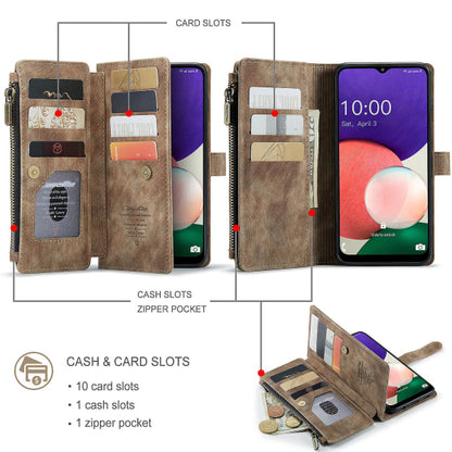 Compatible with Samsung Galaxy A22 5G Case Wallet with Magnetic Flip Zipper and Card Holder - Brown V1188-MA05-22187