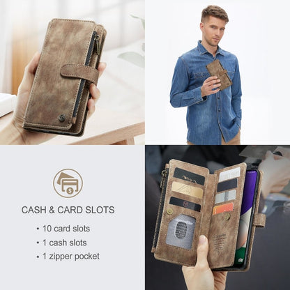 Compatible with Samsung Galaxy A22 5G Case Wallet with Magnetic Flip Zipper and Card Holder - Brown V1188-MA05-22187