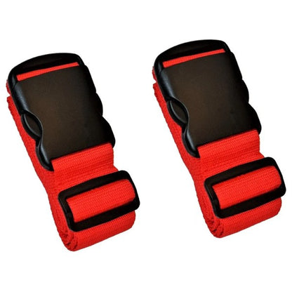 Red Luggage Straps 2-Pack with Metal Luggage Tags Adjustable Suitcase Strap Set V1188-MA05-225