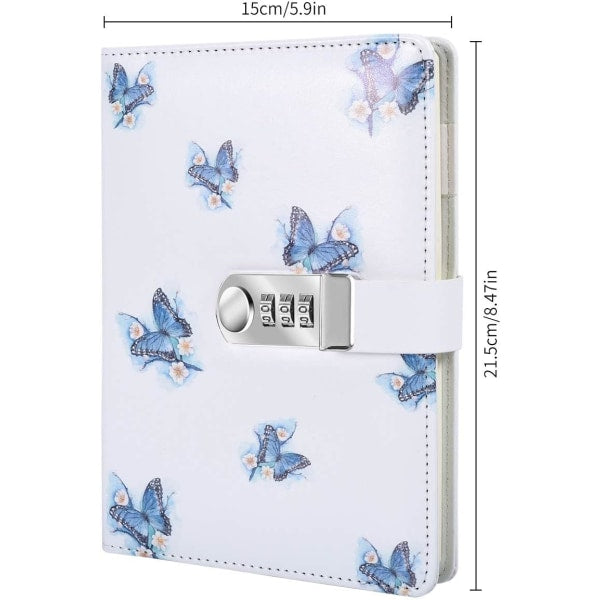 A5 Creative Password Journal with Lock, PU Leather Diary with Combination Lock Password Diary for Notebook V1188-MA05-874