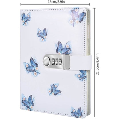 A5 Creative Password Journal with Lock, PU Leather Diary with Combination Lock Password Diary for Notebook V1188-MA05-874