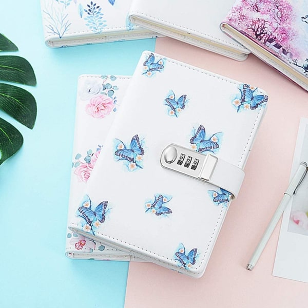 A5 Creative Password Journal with Lock, PU Leather Diary with Combination Lock Password Diary for Notebook V1188-MA05-874