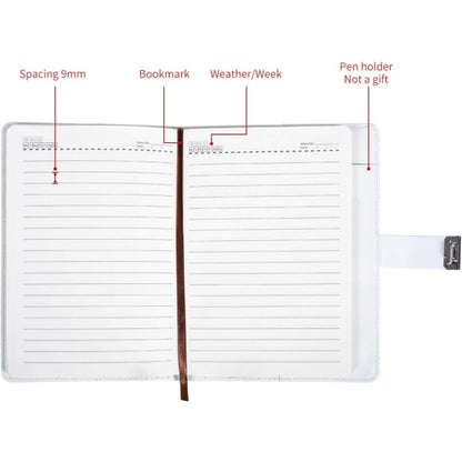 A5 Creative Password Journal with Lock, PU Leather Diary with Combination Lock Password Diary for Notebook V1188-MA05-874