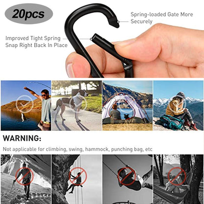 20 pcs Small Carabiners, Multifunctional Aluminum D-ring Clips_max V1188-MA108-01726-1