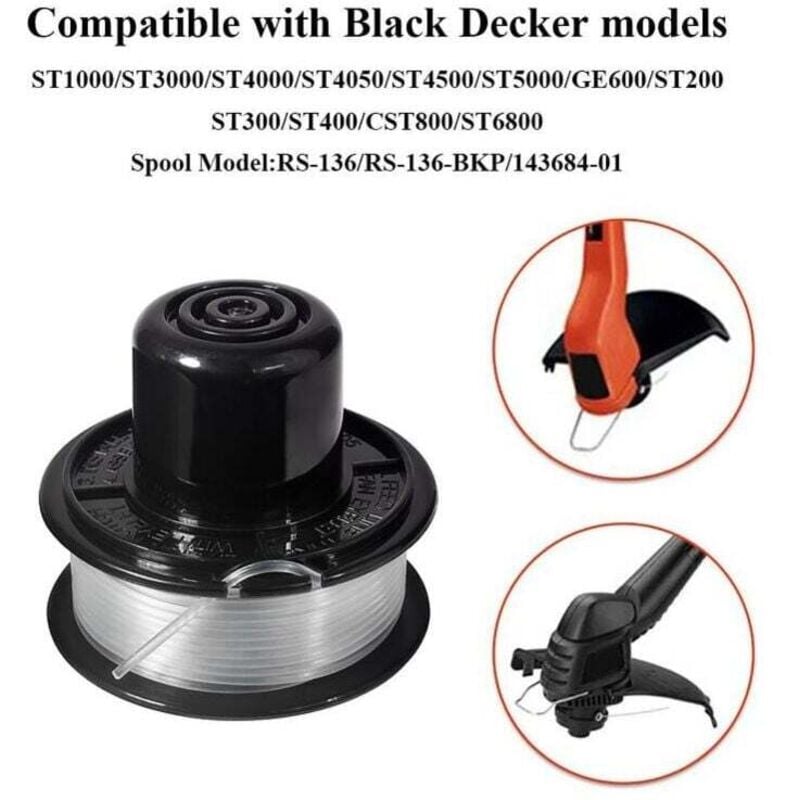 Black+Decker Replacement Spool and Line No.7 SAKA 18 11M x 1.6MM Compatible with GL250 GL310 GL360 Models V1188-MA108-02466-1