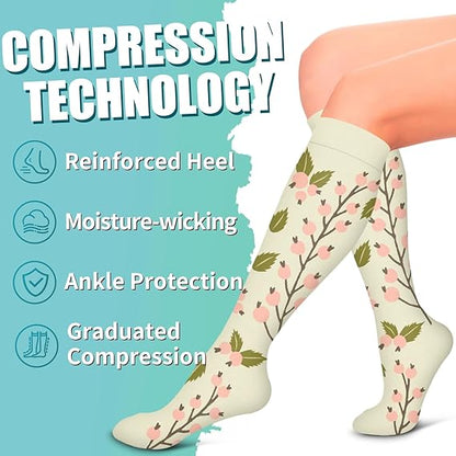 Compression Socks for Women & Men Circulation (6 Pairs) - Graduated Support Socks for Running, Athletic V1188-MA108-04517-2