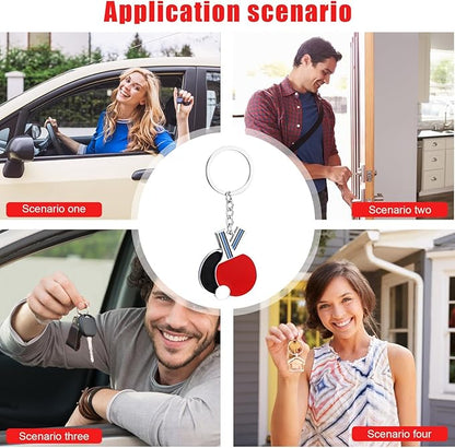 Table Tennis Racket Keychain Sports Key Holder Bag Ornament V1188-MA108-07022-1