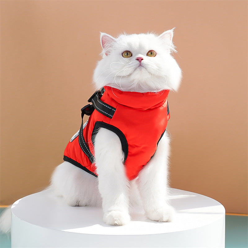 Waterproof Dog Winter Jacket with Harness Pink Size S Fleece Lined Zipper V1188-MA108-07359-12