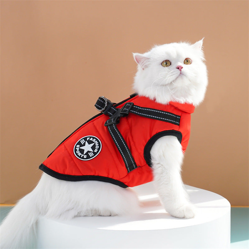 Waterproof Dog Winter Jacket with Harness and Fleece, Compatible with Orange S Size V1188-MA108-07359-19