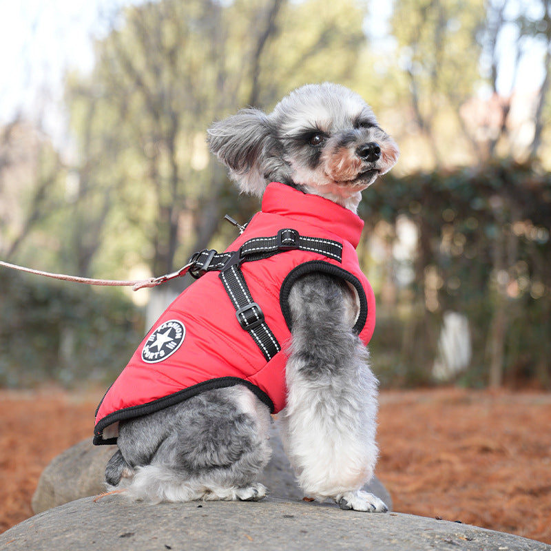 Waterproof Dog Winter Jacket with Harness and Fleece, Compatible with Orange S Size V1188-MA108-07359-19